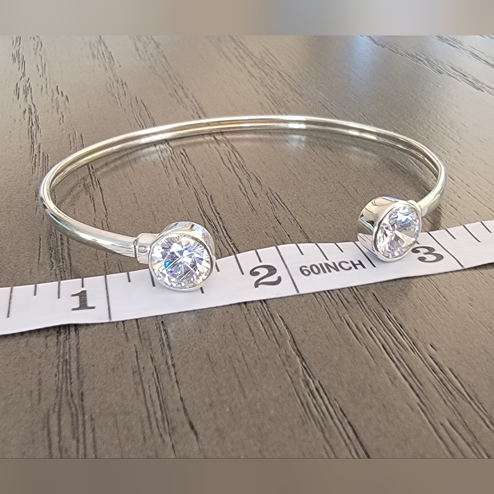 SILPADA Sterling Silver, Flexible, CZ, Cuff Bracelet B2400